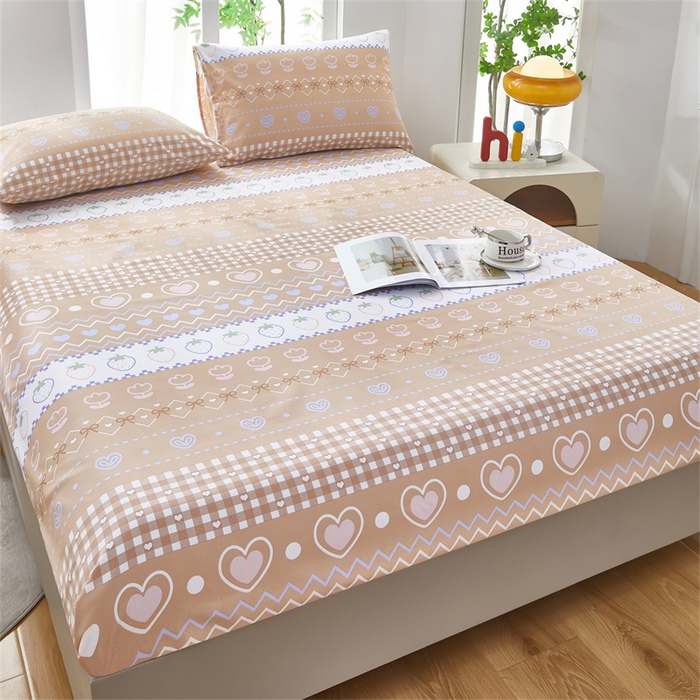 91家纺网 家纺一手货源 找家纺 雲归梦 2025新款原棉老粗布床单席子凉席印花三件套 加州甜心-棕