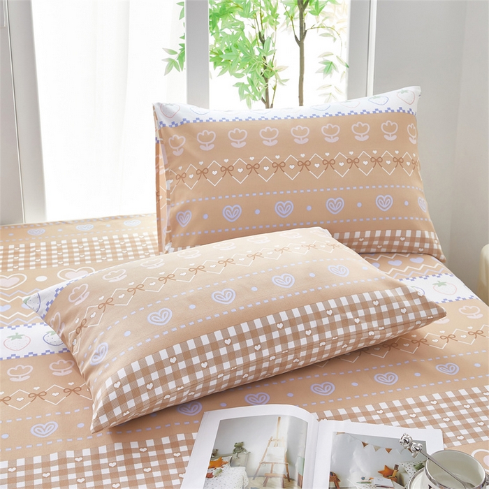 91家纺网 家纺一手货源 找家纺 雲归梦 2025新款原棉老粗布床单席子凉席印花三件套 加州甜心-棕