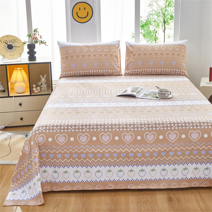 91家纺网 家纺一手货源 找家纺 雲归梦 2025新款原棉老粗布床单席子凉席印花三件套 加州甜心-棕