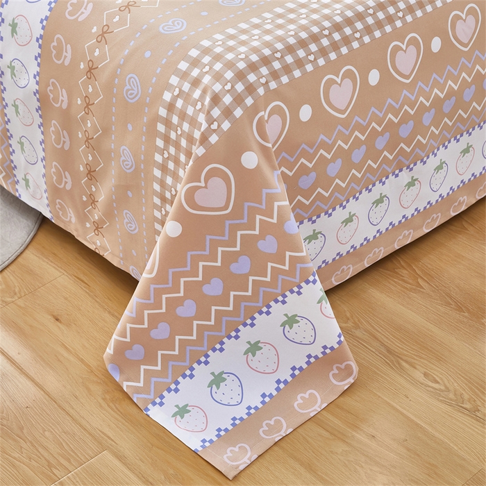 91家纺网 家纺一手货源 找家纺 雲归梦 2025新款原棉老粗布床单席子凉席印花三件套 加州甜心-棕