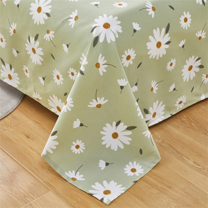 91家纺网 家纺一手货源 找家纺 雲归梦 2025新款原棉老粗布床单席子凉席印花三件套 菊香怡人-绿