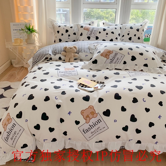 91家纺网 家纺一手货源 找家纺 （总）玉元坊 2025春夏新款公主风全棉纯棉花边被套床单四件套