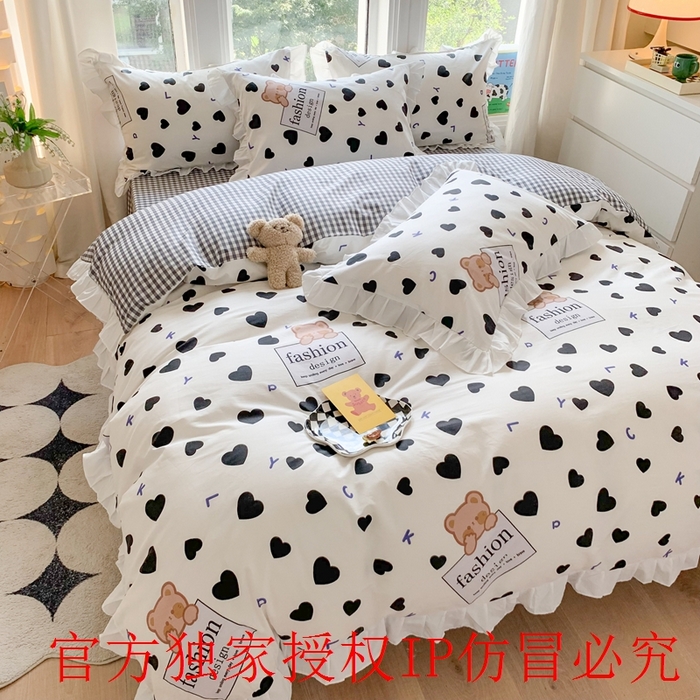 91家纺网 家纺一手货源 找家纺 （总）玉元坊 2025春夏新款公主风全棉纯棉花边被套床单四件套