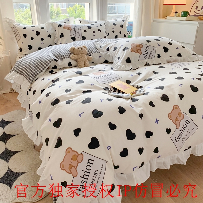 91家纺网 家纺一手货源 找家纺 （总）玉元坊 2025春夏新款公主风全棉纯棉花边被套床单四件套