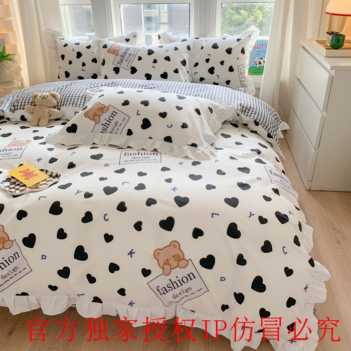 91家纺网 家纺一手货源 找家纺 （总）玉元坊 2025春夏新款公主风全棉纯棉花边被套床单四件套