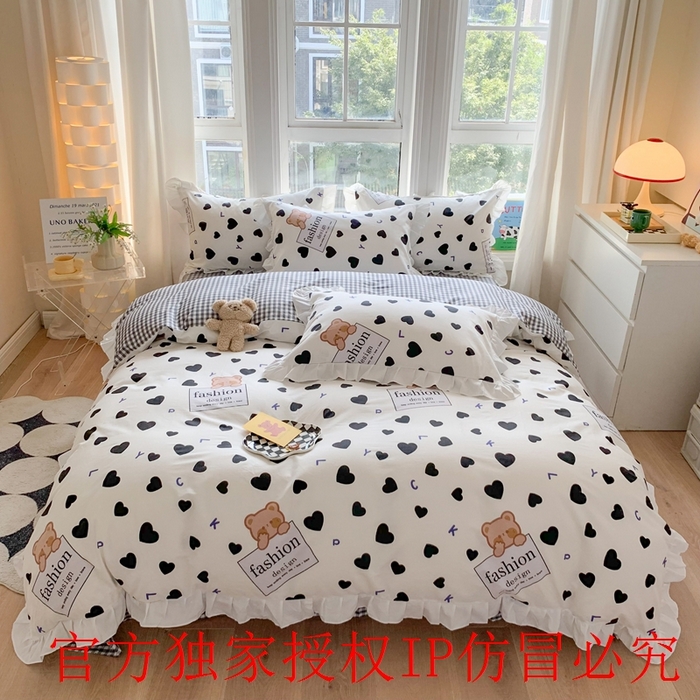 91家纺网 家纺一手货源 找家纺 （总）玉元坊 2025春夏新款公主风全棉纯棉花边被套床单四件套