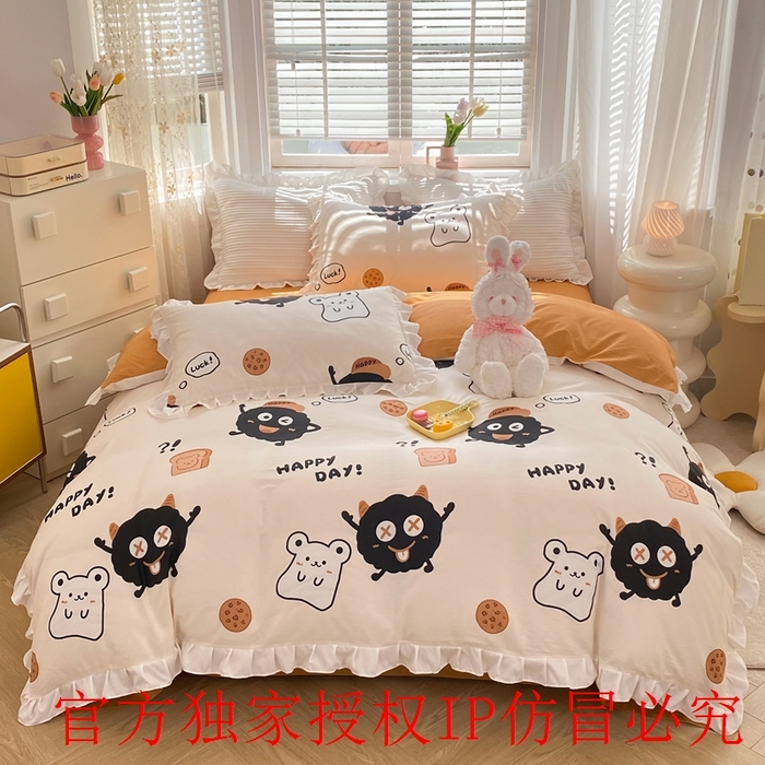 91家纺网 家纺一手货源 找家纺 （总）玉元坊 2025春夏新款公主风全棉纯棉花边被套床单四件套