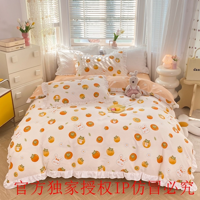 91家纺网 家纺一手货源 找家纺 （总）玉元坊 2025春夏新款公主风全棉纯棉花边被套床单四件套