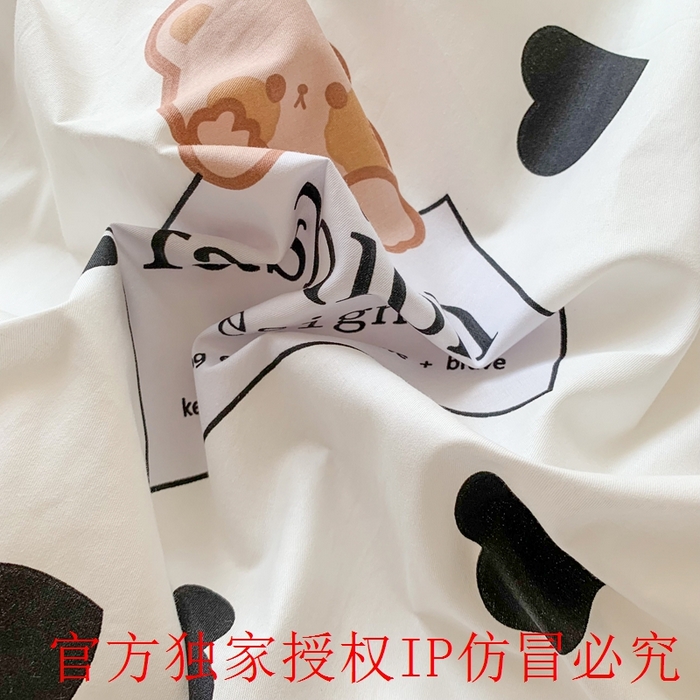91家纺网 家纺一手货源 找家纺 玉元坊 2025春夏新款公主风全棉纯棉花边被套床单四件套 爱心小熊