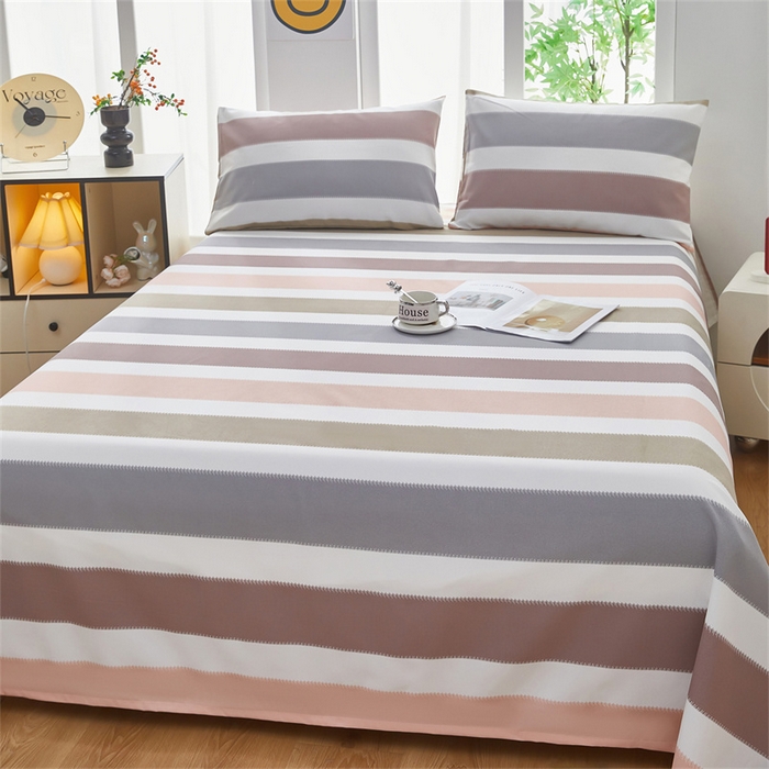 91家纺网 家纺一手货源 找家纺 雲归梦 2025新款原棉老粗布床单席子凉席印花三件套 令和新约-粉