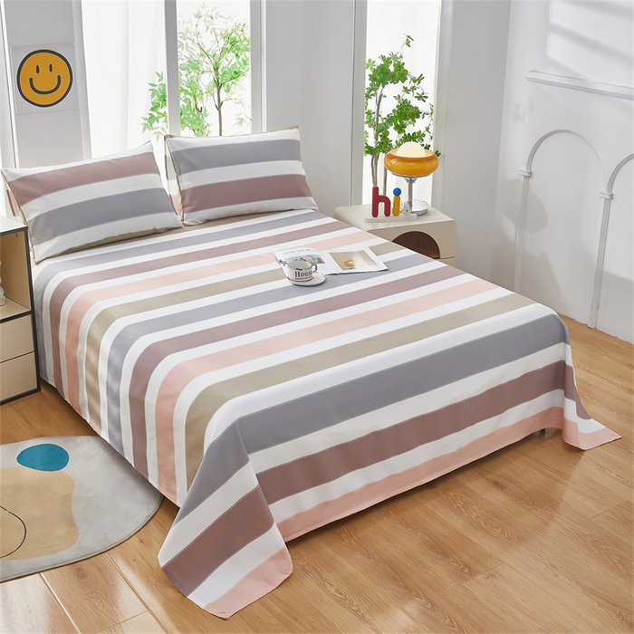 91家纺网 家纺一手货源 找家纺 雲归梦 2025新款原棉老粗布床单席子凉席印花三件套 令和新约-粉