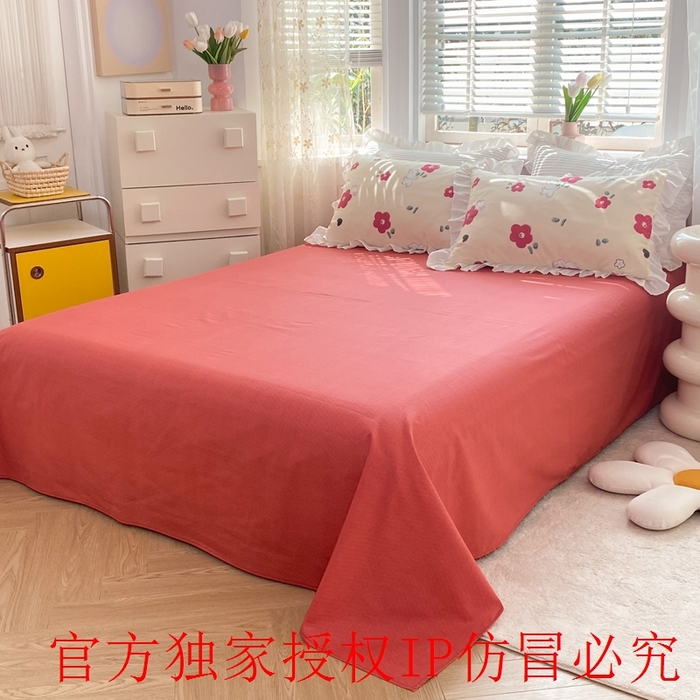 91家纺网 家纺一手货源 找家纺 玉元坊 2025春夏新款公主风全棉纯棉花边被套床单四件套 红花兔