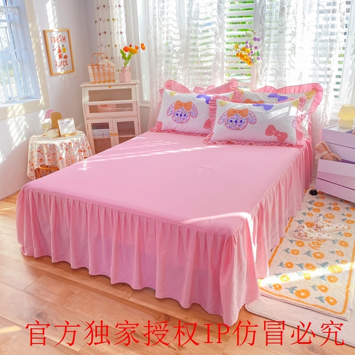 91家纺网 家纺一手货源 找家纺 玉元坊 2025春夏新款公主风全棉纯棉花边被套床单四件套 蝴蝶结