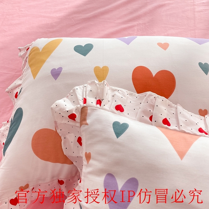 91家纺网 家纺一手货源 找家纺 玉元坊 2025春夏新款公主风全棉纯棉花边被套床单四件套 满心喜悦