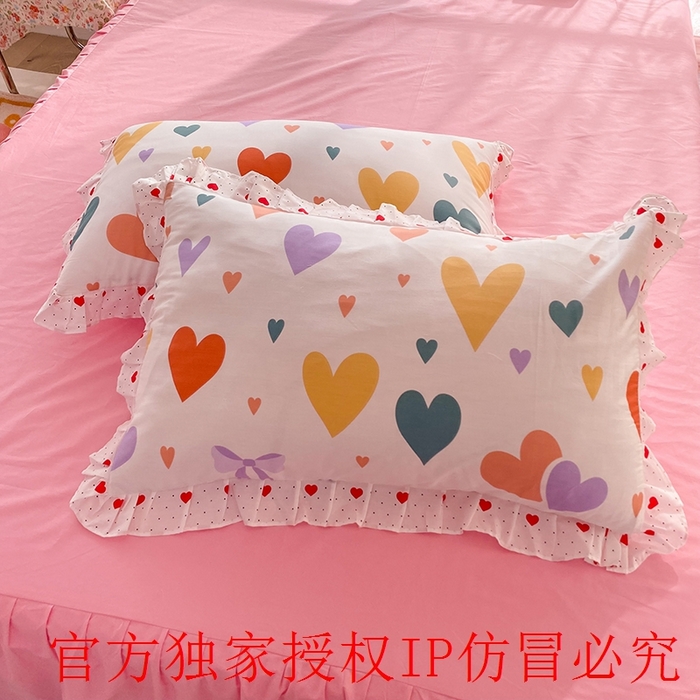 91家纺网 家纺一手货源 找家纺 玉元坊 2025春夏新款公主风全棉纯棉花边被套床单四件套 满心喜悦