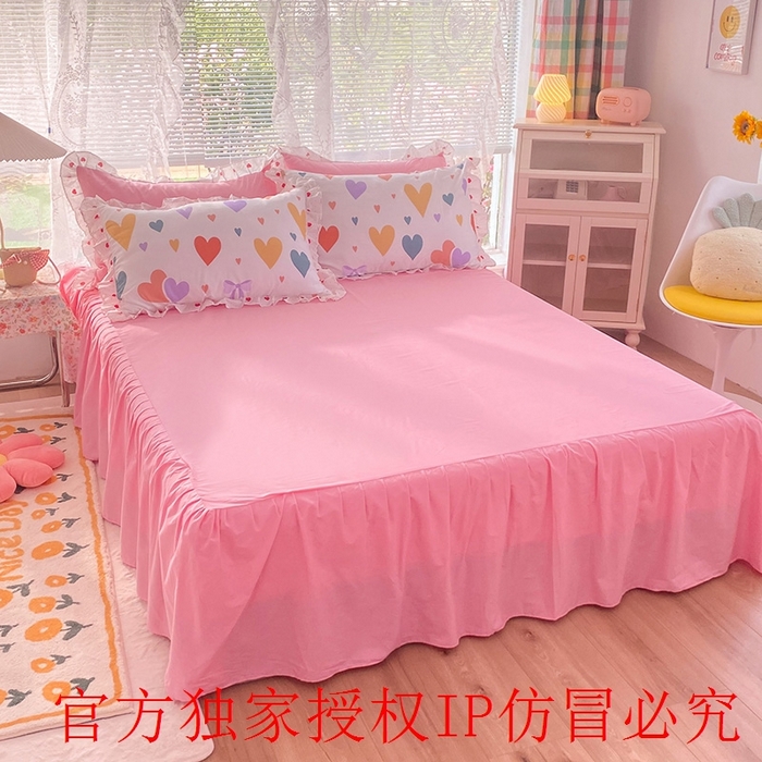 91家纺网 家纺一手货源 找家纺 玉元坊 2025春夏新款公主风全棉纯棉花边被套床单四件套 满心喜悦