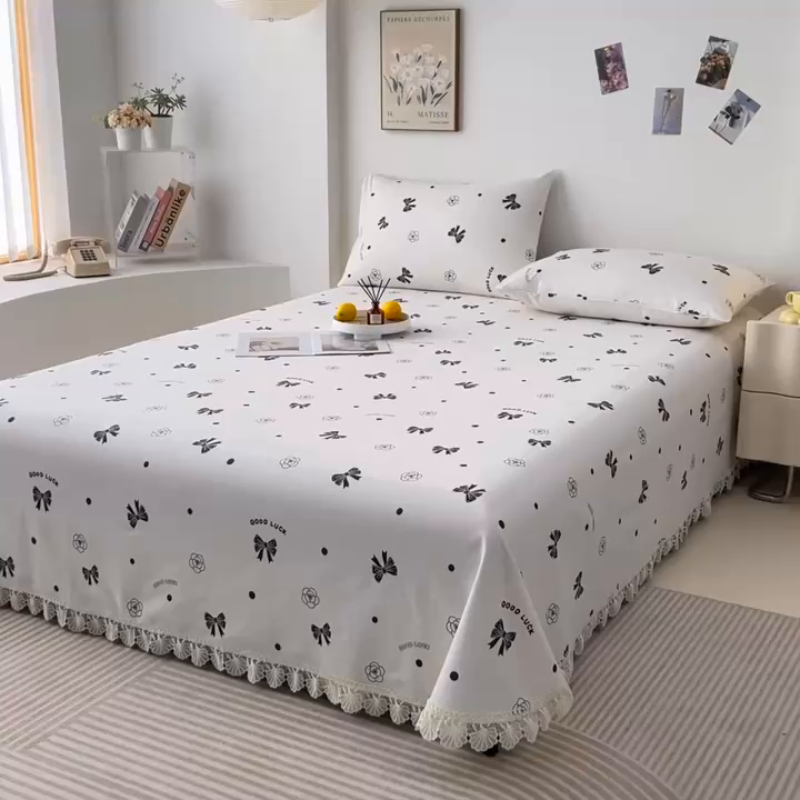 91家纺网 家纺一手货源 找家纺 （总）义博家纺 2025新款纯棉老粗布花边款单床单