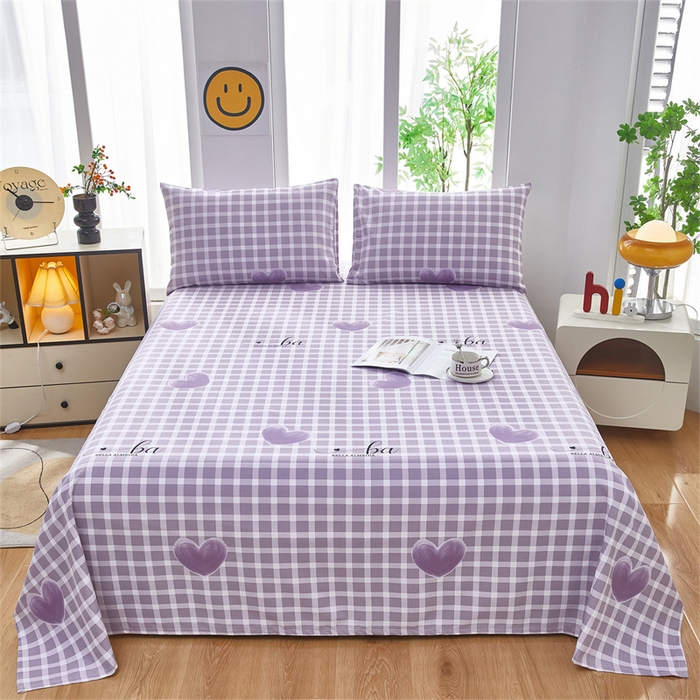 雲归梦 2025新款原棉老粗布床单席子凉席印花三件套 梦心水晶-紫
