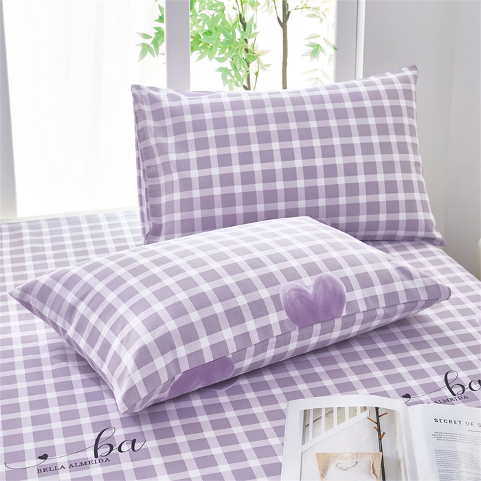 91家纺网 家纺一手货源 找家纺 雲归梦 2025新款原棉老粗布床单席子凉席印花三件套 梦心水晶-紫