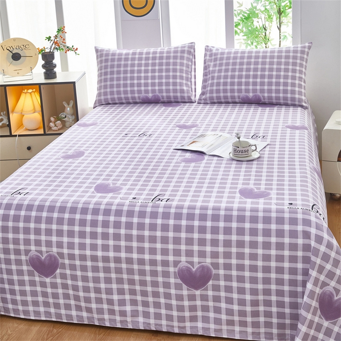 91家纺网 家纺一手货源 找家纺 雲归梦 2025新款原棉老粗布床单席子凉席印花三件套 梦心水晶-紫