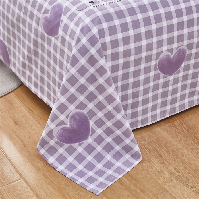 91家纺网 家纺一手货源 找家纺 雲归梦 2025新款原棉老粗布床单席子凉席印花三件套 梦心水晶-紫