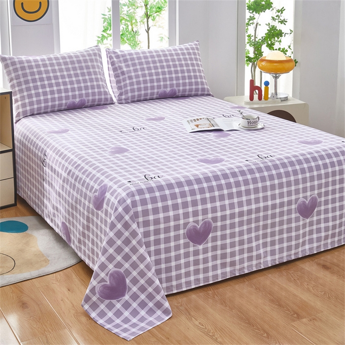 91家纺网 家纺一手货源 找家纺 雲归梦 2025新款原棉老粗布床单席子凉席印花三件套 梦心水晶-紫