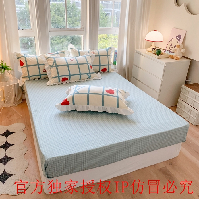 91家纺网 家纺一手货源 找家纺 玉元坊 2025春夏新款公主风全棉纯棉花边被套床单四件套 心心格