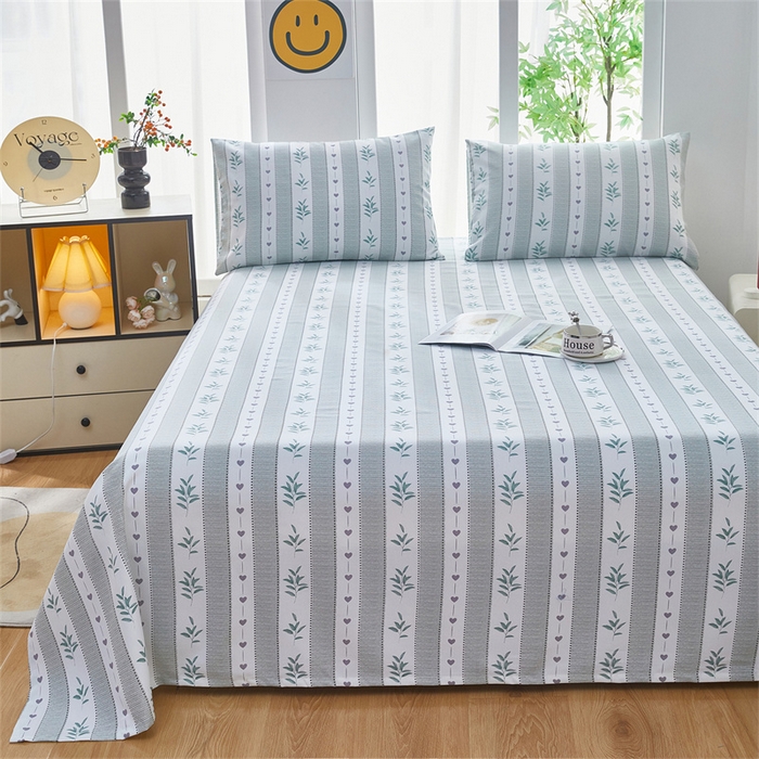 91家纺网 家纺一手货源 找家纺 雲归梦 2025新款原棉老粗布床单席子凉席印花三件套 情意绵长-绿