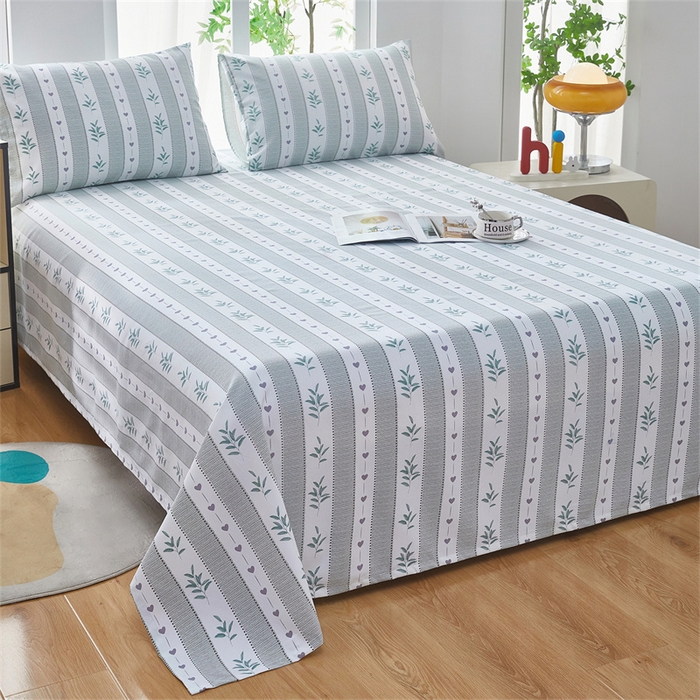 91家纺网 家纺一手货源 找家纺 雲归梦 2025新款原棉老粗布床单席子凉席印花三件套 情意绵长-绿