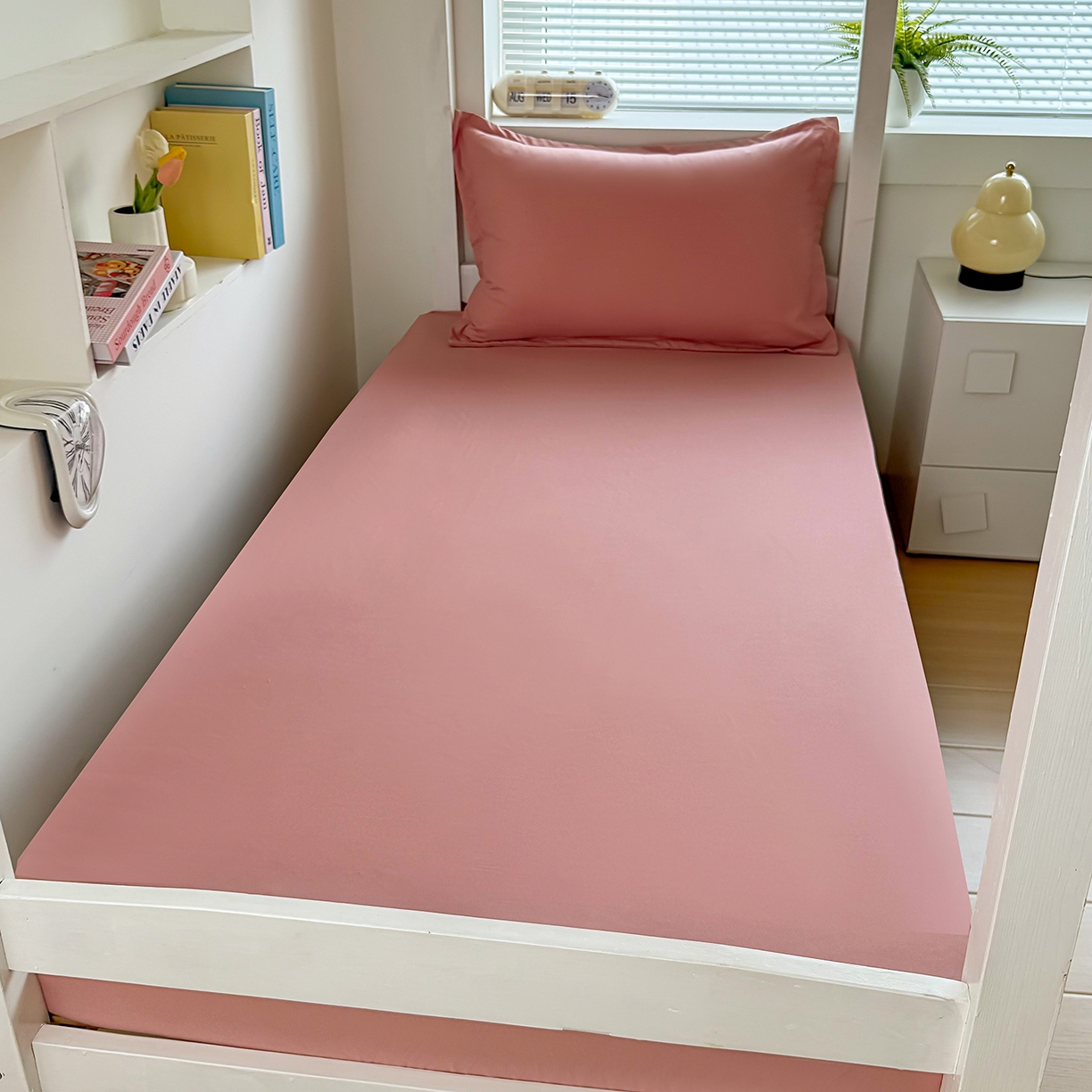 91家纺网 家纺一手货源 找家纺 茗婷家纺 2025新款供跨境外贸高克重纯色磨毛床笠宾馆养老院床笠多规格 豆沙