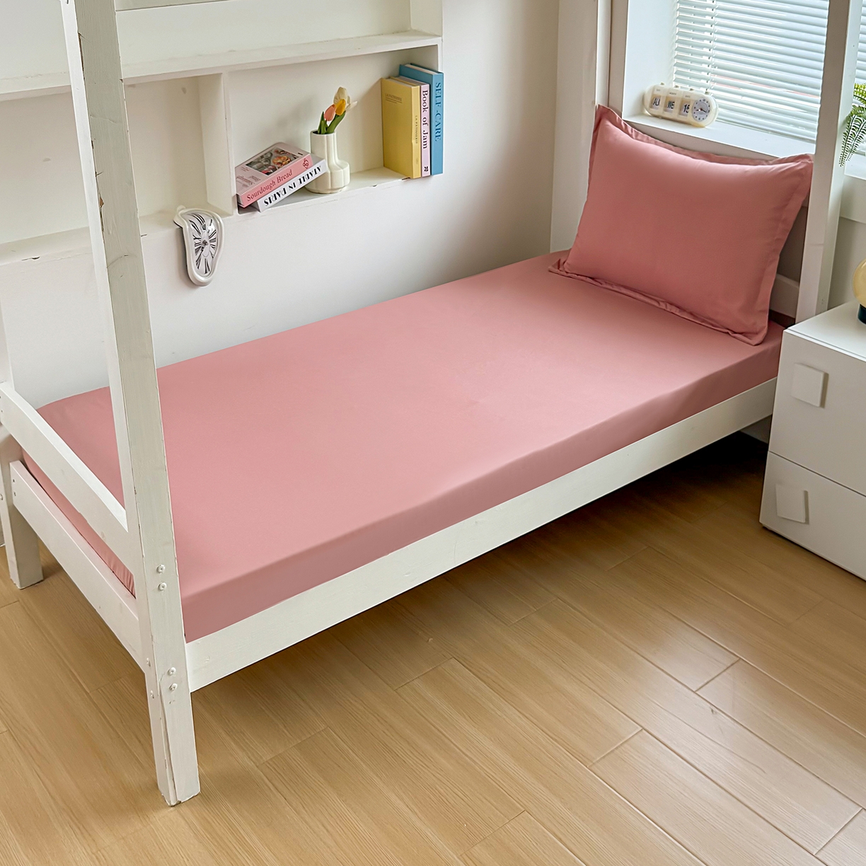 91家纺网 家纺一手货源 找家纺 茗婷家纺 2025新款供跨境外贸高克重纯色磨毛床笠宾馆养老院床笠多规格 豆沙