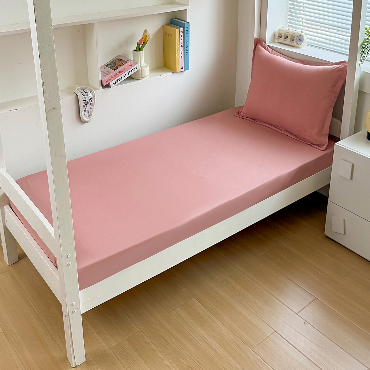 91家纺网 家纺一手货源 找家纺 茗婷家纺 2025新款供跨境外贸高克重纯色磨毛床笠宾馆养老院床笠多规格 豆沙