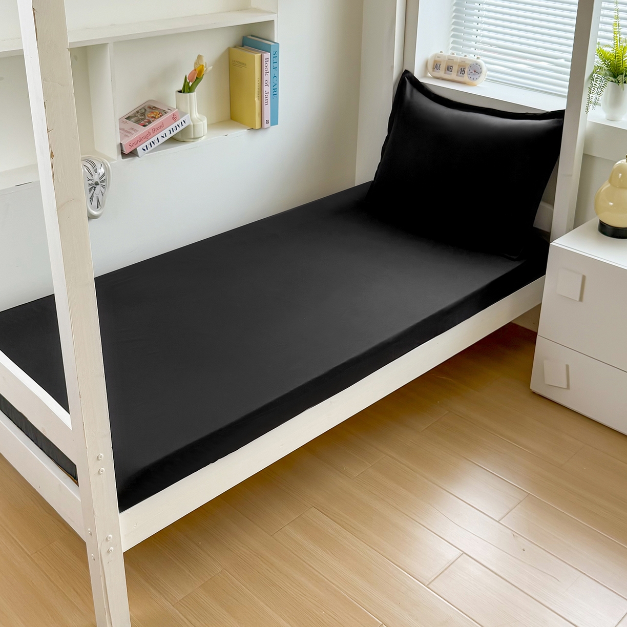 91家纺网 家纺一手货源 找家纺 茗婷家纺 2025新款供跨境外贸高克重纯色磨毛床笠宾馆养老院床笠多规格 黑色