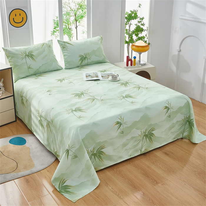 91家纺网 家纺一手货源 找家纺 雲归梦 2025新款原棉老粗布床单席子凉席印花三件套 山水之间-绿