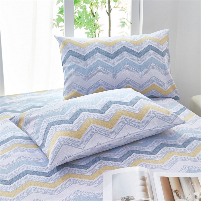 91家纺网 家纺一手货源 找家纺 雲归梦 2025新款原棉老粗布床单席子凉席印花三件套 舒伯特-蓝