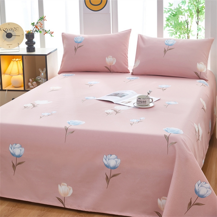 91家纺网 家纺一手货源 找家纺 雲归梦 2025新款原棉老粗布床单席子凉席印花三件套 晚香如玉-粉