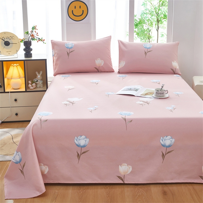 91家纺网 家纺一手货源 找家纺 雲归梦 2025新款原棉老粗布床单席子凉席印花三件套 晚香如玉-粉