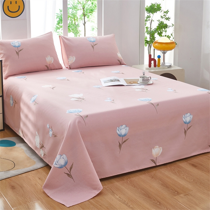 91家纺网 家纺一手货源 找家纺 雲归梦 2025新款原棉老粗布床单席子凉席印花三件套 晚香如玉-粉