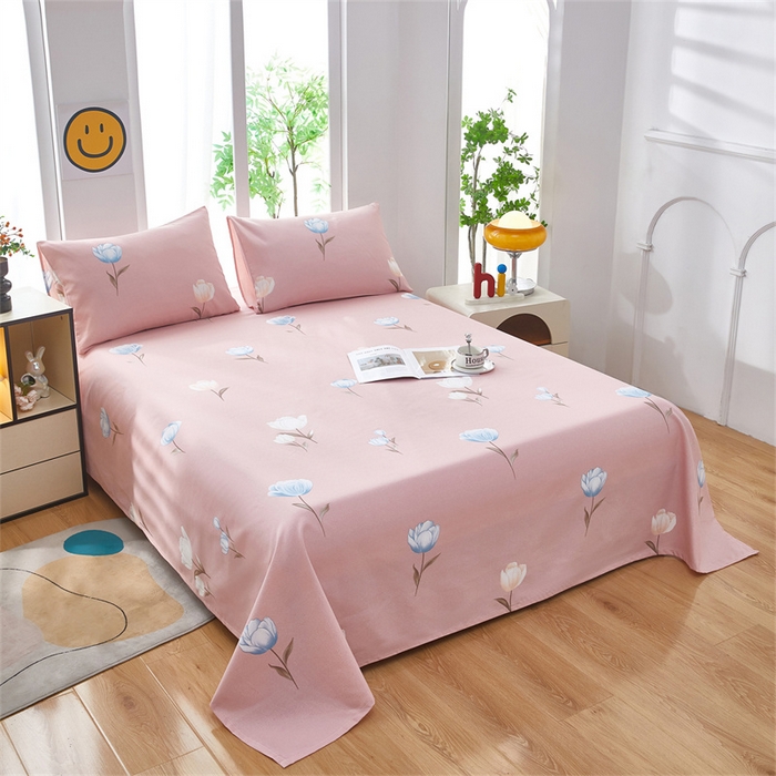 91家纺网 家纺一手货源 找家纺 雲归梦 2025新款原棉老粗布床单席子凉席印花三件套 晚香如玉-粉