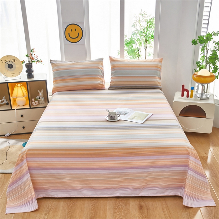 雲归梦 2025新款原棉老粗布床单席子凉席印花三件套 文艺复兴-桔