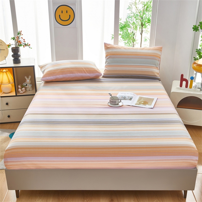 91家纺网 家纺一手货源 找家纺 雲归梦 2025新款原棉老粗布床单席子凉席印花三件套 文艺复兴-桔