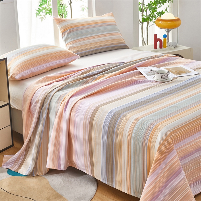 91家纺网 家纺一手货源 找家纺 雲归梦 2025新款原棉老粗布床单席子凉席印花三件套 文艺复兴-桔