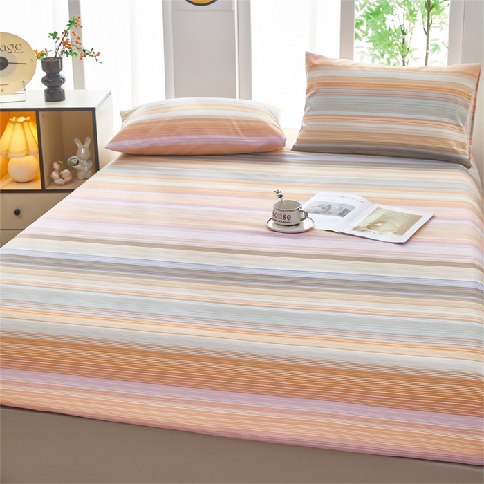 91家纺网 家纺一手货源 找家纺 雲归梦 2025新款原棉老粗布床单席子凉席印花三件套 文艺复兴-桔