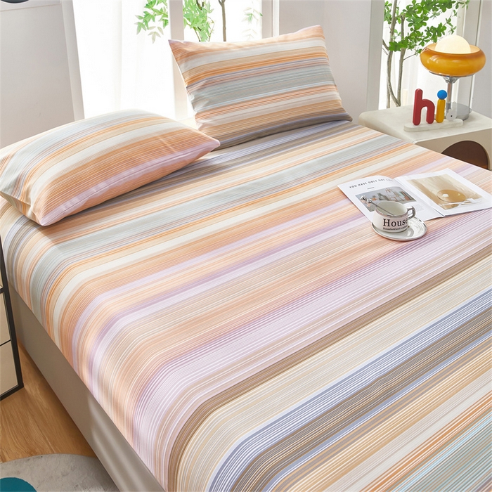 91家纺网 家纺一手货源 找家纺 雲归梦 2025新款原棉老粗布床单席子凉席印花三件套 文艺复兴-桔