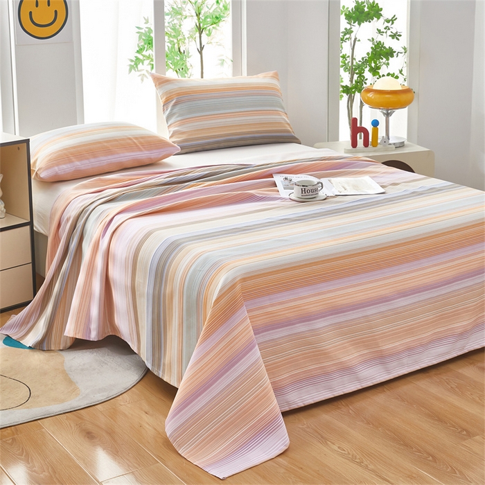 91家纺网 家纺一手货源 找家纺 雲归梦 2025新款原棉老粗布床单席子凉席印花三件套 文艺复兴-桔