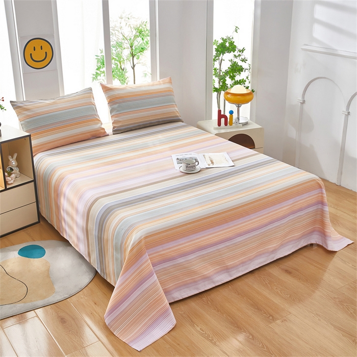 91家纺网 家纺一手货源 找家纺 雲归梦 2025新款原棉老粗布床单席子凉席印花三件套 文艺复兴-桔