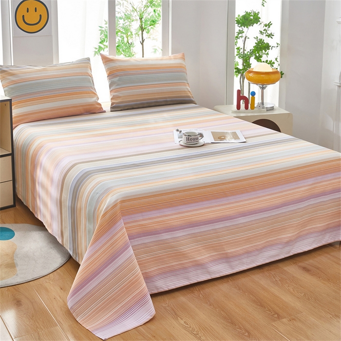 91家纺网 家纺一手货源 找家纺 雲归梦 2025新款原棉老粗布床单席子凉席印花三件套 文艺复兴-桔