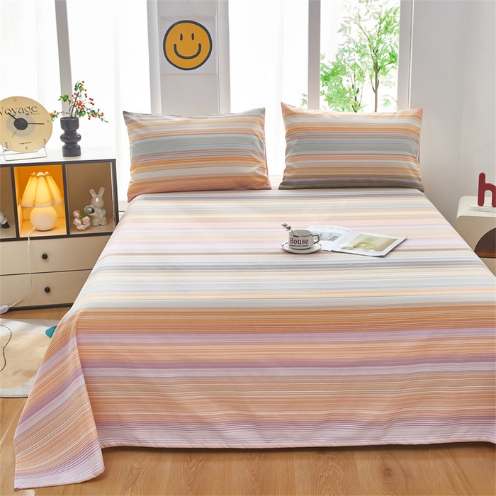 91家纺网 家纺一手货源 找家纺 雲归梦 2025新款原棉老粗布床单席子凉席印花三件套 文艺复兴-桔