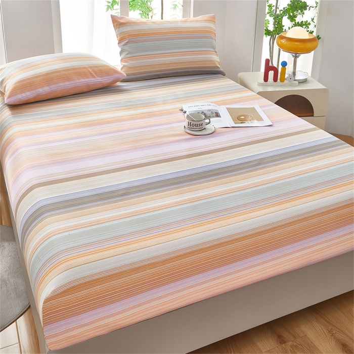 91家纺网 家纺一手货源 找家纺 雲归梦 2025新款原棉老粗布床单席子凉席印花三件套 文艺复兴-桔