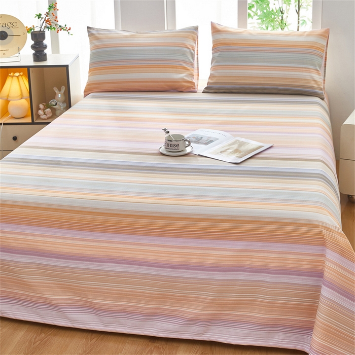 91家纺网 家纺一手货源 找家纺 雲归梦 2025新款原棉老粗布床单席子凉席印花三件套 文艺复兴-桔